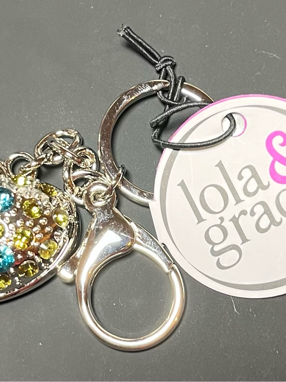 Lola & Grace Heart Crystal Bag, Keychain Charm in Turquoise and Yellow